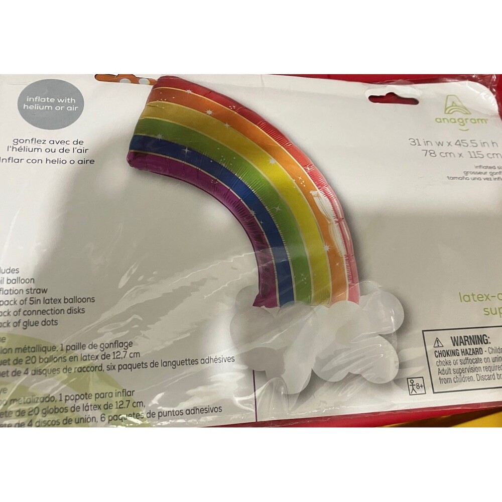 Rainbow Half With Cloud Anagram 45.5" Foil Balloon Party Birthday Decor